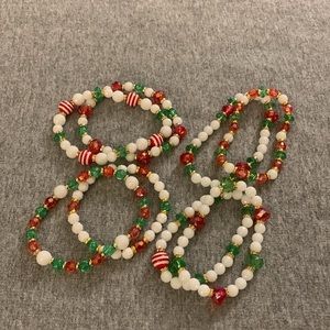 Set of 4 Handmade Christmas festive holiday beaded bracelets